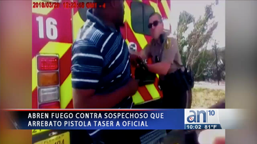 abren fuego contra sospechoso que arrebato pistola taser a oficial