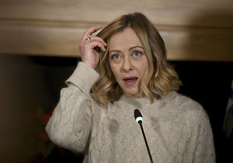 La primera ministra italiana, Giorgia Meloni, en un evento en Inari, Finlandia, el 22 de diciembre del 2024. (Antti Aimo-Koivisto/Lehtikuva via AP)