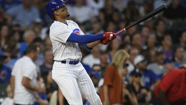 El dominicano Christopher Morel conecta un jonrón de dos carreras en el encuentro del miércoles 2 de agosto de 2023, ante los Rojos de Cincinnati (AP Foto/Paul Beaty)