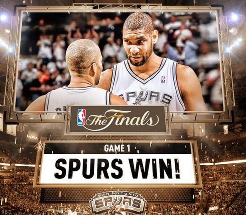 Los San Antonio Spurs derrotan a Miami Heat en el Juego 1 de las Finales de la NBA 110-95. Miami perdió a pesar de que San Antonio cometio mas de 20 perdidas.