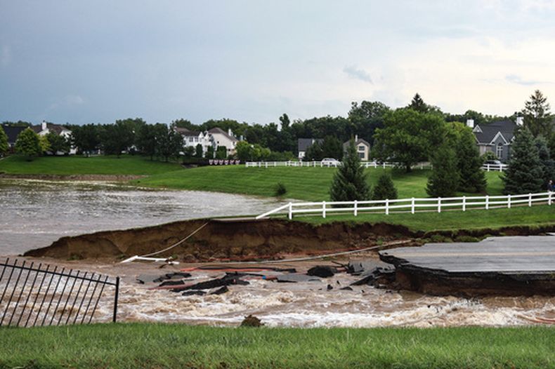 En la imagen, proporcionada por Aaron Skillman, se muestran inundaciones en Indianapolis, Indiana, el sábado 15 de agosto de 2026. (Aaron Skillman vía AP)
