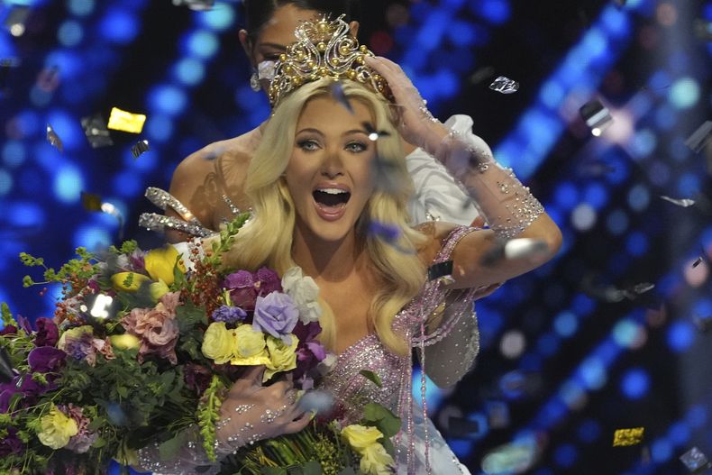Miss Dinamarca Victoria Kjær Theilvig ganó la 73ra edición de Miss Universo en Ciudad de México el sábado 16 de noviembre de 2024. (AP Foto/Fernando Llano)