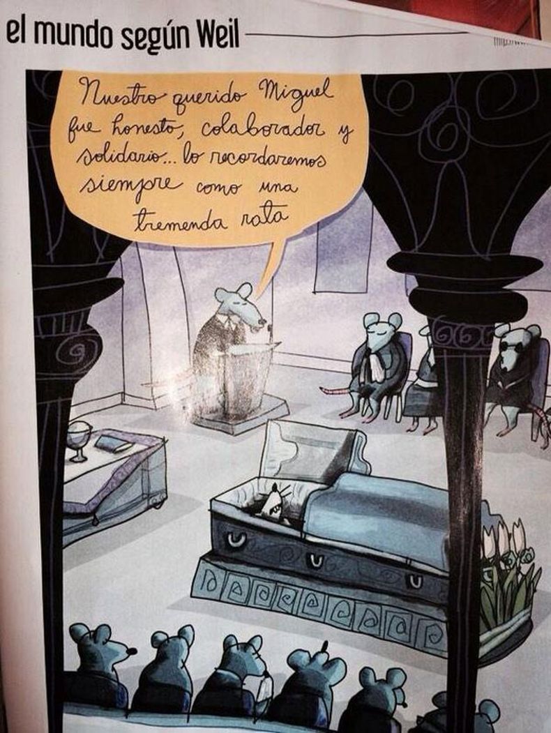 Luego del asesinato del diputado chavista Robert Serra, se difundió a traves de las redes sociales, una caricatura en la que aparecen ratas en un velorio.  La revista Dominical, prohibió su publicación, ya que a juicio de sus directivos esta podría causar