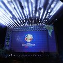 La CONMEBOL devela el lunes 17 de julio del 2023, el logotipo de la Copa America 2024 que se disputará en Estados Unidos. (AP Foto/Jorge Saenz)