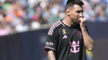 El delantero argentino Lionel Messi del Inter Miami durante el partido contra New York City FC en la MLS, el sábado 21 de septiembre de 2024, en Nueva York. (AP Foto/Pamela Smith)