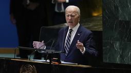 El presidente estadounidense Joe Biden habla ante la 79ª sesión de la Asamblea General de Naciones Unidas, el martes 24 de septiembre de 2024, en la sede de la ONU. (AP Foto/Manuel Balce Ceneta)