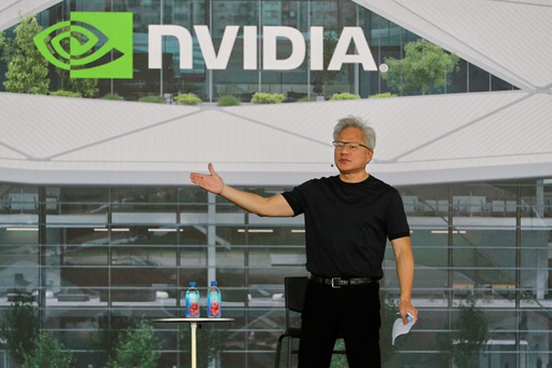 El CEO de Nvidia Jensen Huang en un evento de la compañía en Taipéi, Taiwán, el 27 de mayo del 2026. (AP foto/Chiang Ying-ying)
