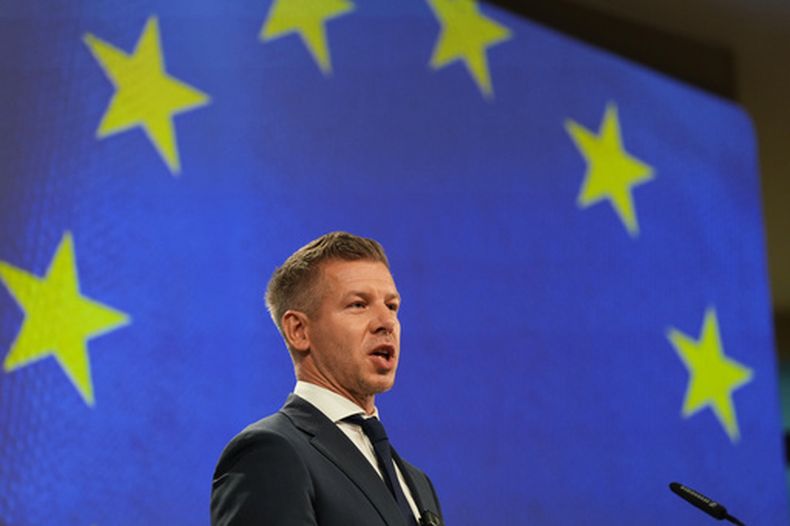 El primer ministro húngaro Peter Magyar en Bruselas, el 29 de mayo del 2026. (AP foto/Virginia Mayo)