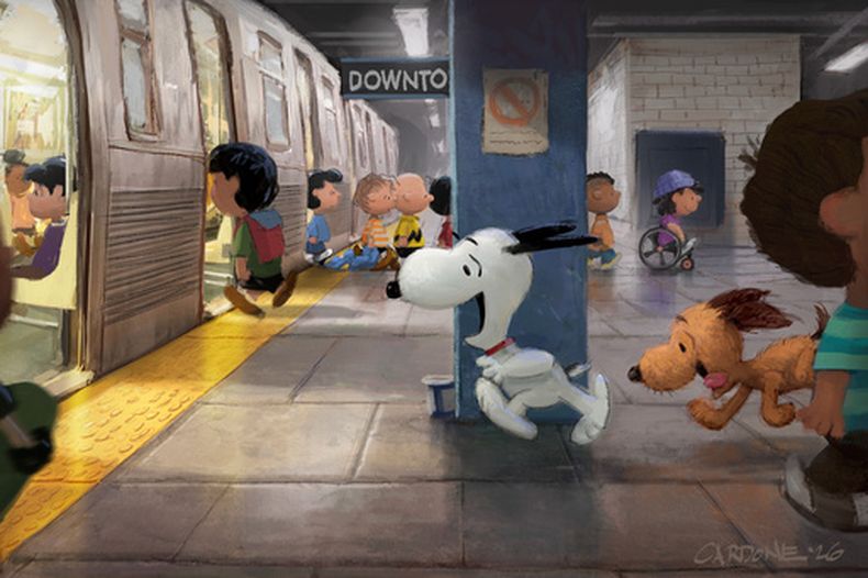 Esta imagen publicada por Apple TV muestra a los personajes de Peanuts, incluido Snoopy, en el centro, en una escena de la película animada Snoopy Unleashed, que llegará a Apple TV en 2027. (Apple TV via AP)