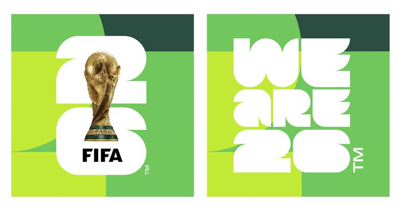Estas imágenes proporcionadas por la FIFA el miércoles 17 de mayo de 2023 muestran la marca oficial y el eslogan del Mundial de 2026 (FIFA via AP)
