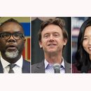 De izquierda a derecha, el alcalde de la ciudad de Nueva York, Eric Adams, el 20 de febrero de 2025 en Nueva York; el alcalde de Chicago, Brandon Johnson, el 25 de julio de 2024 en Chicago; el alcalde de Denver, Mike Johnston, el 3 de mayo de 2024 en Denver, y la alcaldesa de Boston, Michelle Wu, el 2 de noviembre de 2022, en Boston. (AP foto)