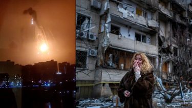 ucrania derriba avion ruso sobre kiev y restos se impactan contra edificio que termina en llamas