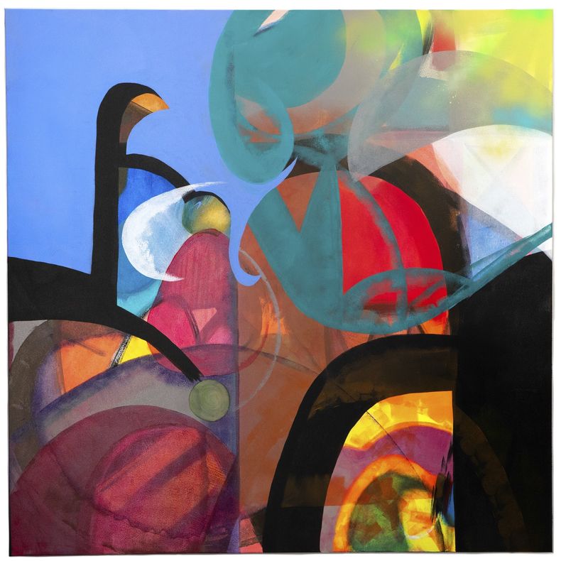 En esta imagen proporcionada por C. Parker Gallery una pintura de Sharon Stone realizada en acrílico sobre lienzo titulada Bossa Nova. La obra es parte de una exposición de pinturas de Stone que estará abierta hasta el 3 de diciembre en C. Parker Gallery en Greenwich, Connecticut. (Sharon Stone/C. Parker Gallery vía AP)