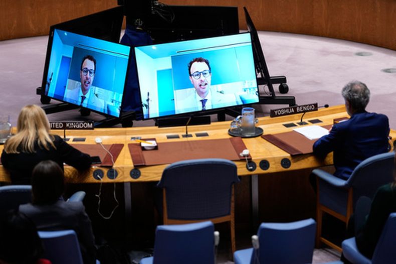 Dario Amodei, director general de Anthropic, habla de manera remota en una reunión del Consejo de Seguridad en la 81ra sesión de la Asamblea General de las Naciones Unidas en la sede del organismo, el miércoles 23 de septiembre de 2026. (AP Foto/Yuki Iwamura)