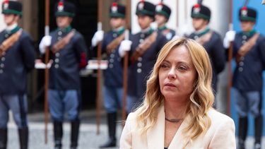La primera ministra italiana Giorgia Meloni en el Palazzo Chigi en Roma el 5 de octubre del 2026 (Mauro Scrobogna/LaPresse via AP)