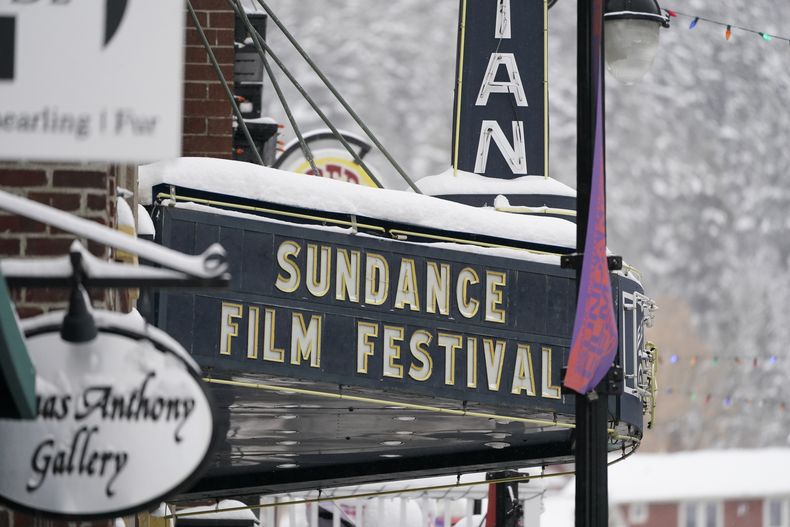 La marquesina del Cine Egipcio el jueves 28 de enero de 2021 en Park City, Utah. (Foto AP/Rick Bowmer)