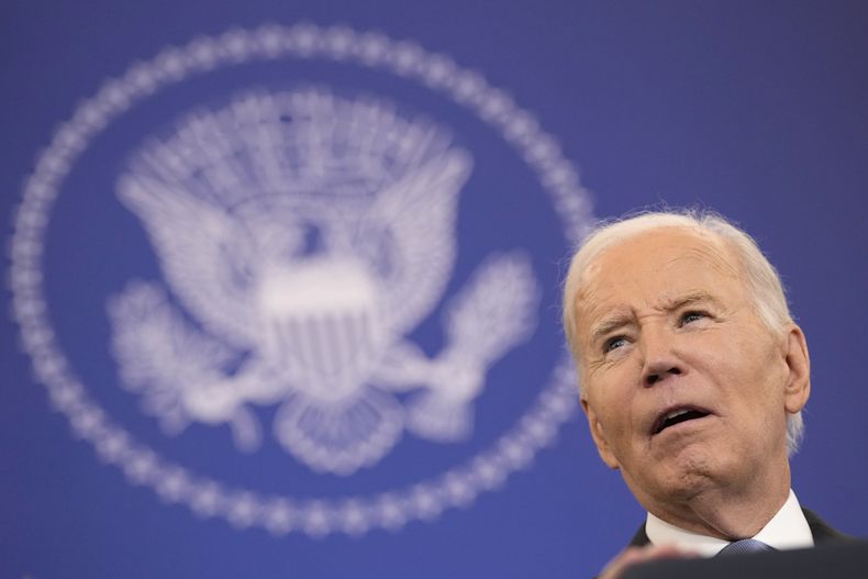 El presidente estadounidense Joe Biden en un evento en la sede del Departamento de Estado en Washington el 13 de enero del 2025. (Foto AP/Susan Walsh)