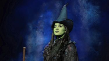 Lencia Kebede como Elphaba en el musical de Broadway Wicked en Nueva York el 1 de marzo de 2025. (Joan Marcus via AP)