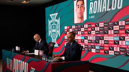 El técnico de Portugal Roberto Martínez menciona el nombre de Cristiano Ronaldo al anunciar la convocatoria para el Mundial 2026, el martes 19 de mayo de 2026, en las afueras de Lisboa. (AP Foto/Armando Franca) El técnico de Portugal Roberto Martínez menciona el nombre de Cristiano Ronaldo al anunciar la convocatoria para el Mundial 2026, el martes 19 de mayo de 2026, en las afueras de Lisboa. (AP Foto/Armando Franca)