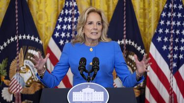 La primera dama Jill Biden en un evento en la Casa Blanca en Washington el 23 de febrero de 2024. (Foto AP/Evan Vucci)