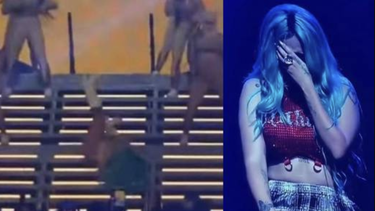 la impactante caida de la cantante colombiana karol g en pleno concierto en miami: se me partieron todas las unas, yo creo se me partio una rodilla