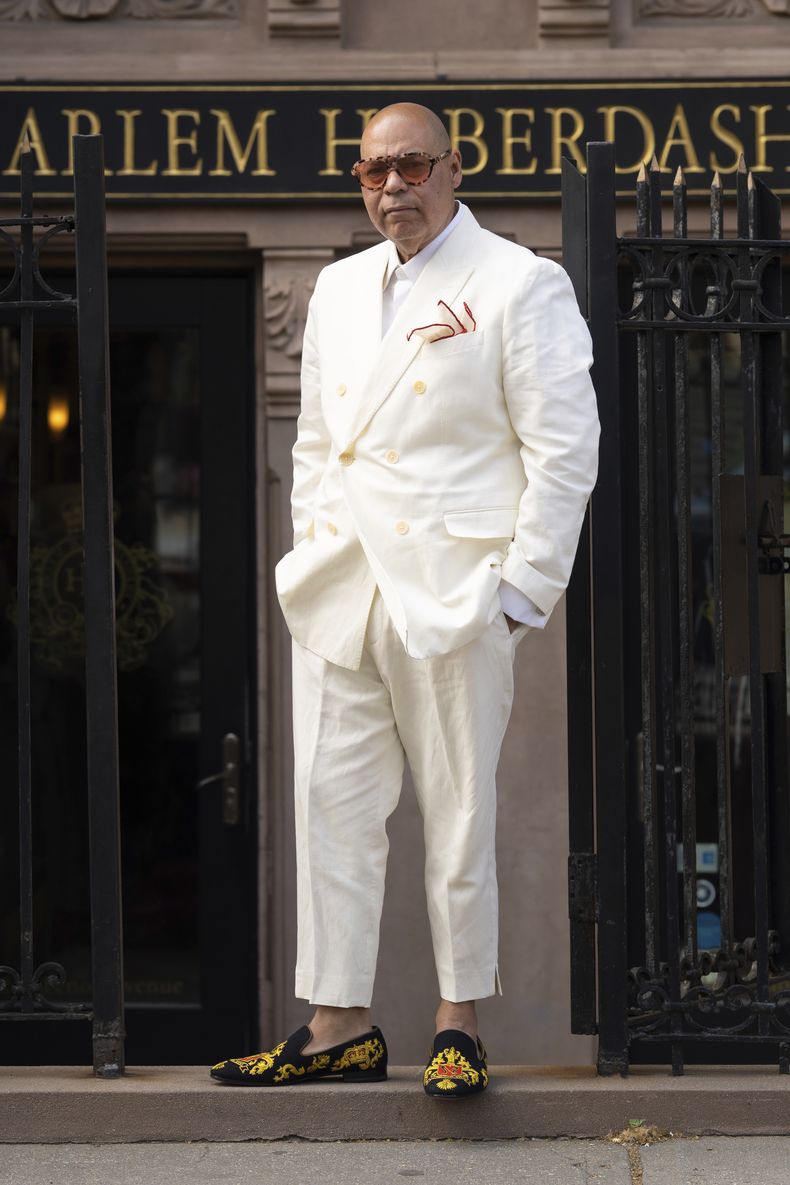 El empresario y copropietario de Harlem Haberdashery, Guy Wood, posa para un retrato el jueves 1 de mayo de 2025, en Nueva York. (Foto AP/Gary Gerard Hamilton)