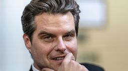 El representante republicano Matt Gaetz sonríe en el Congreso el 22 de septiembre de 2023, en Washington. (Foto AP/J. Scott Applewhite)