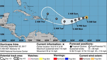 el poderoso huracan irma se fortalece y sigue su ruta hacia el caribe