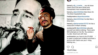 famoso chef desata polemica tras publicar en instagram foto donde posa como fidel castro