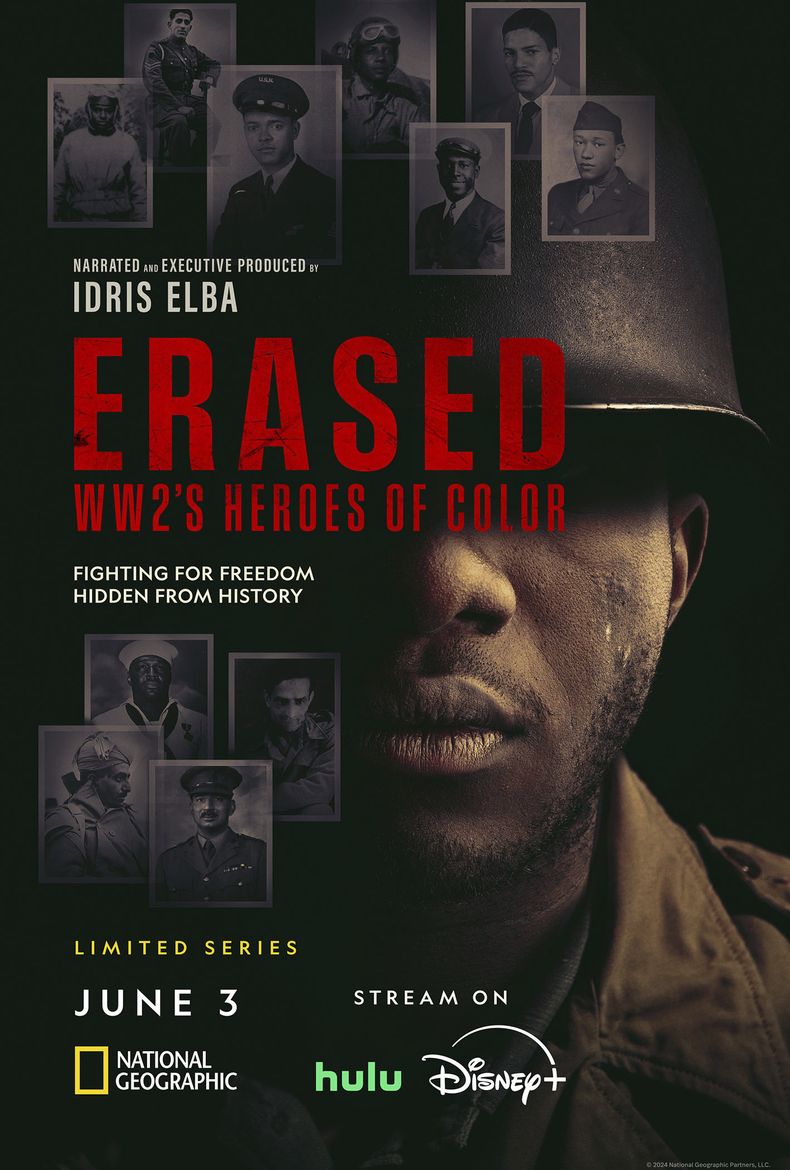 En esta imagen proporcionada por National Geographic muestra el arte promocional de Erased: WW2s Heroes of Color. (National Geographic vía AP)