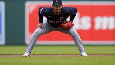 El tercera base Gabriel Arias de los Guardianes de Cleveland durante el juego contra los Orioles de Baltimore, el lunes 29 de mayo de 2023. (AP Foto/Julio Cortez)