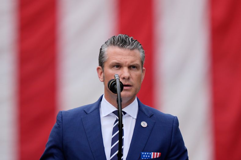 El secretario de Defensa Pete Hegseth en una ceremonia en el Pentágono en Washington el 11 de septiembre del 2025. (AP foto/Julia Demaree Nikhinson)