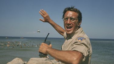 Esta imagen publicada por Peacock muestra a Roy Scheider en una escena de Jaws. (Peacock/Universal Pictures via AP)