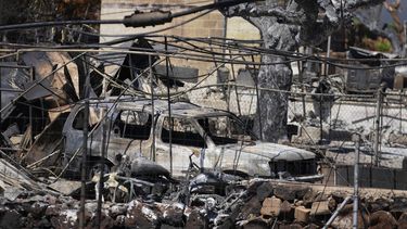 Propiedades destruidas el domingo 13 de agosto de 2023 en Lahaina, Hawai, tras un incendio letal que provocó graves daños unos días antes. (AP Foto/Rick Bowmer)