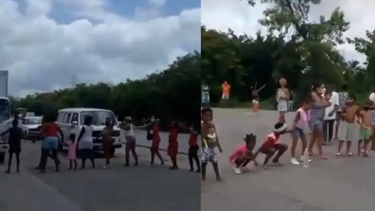 familias cubanas con ninos bloquean trafico en autopista en la habana y exigen ver a diaz-canel