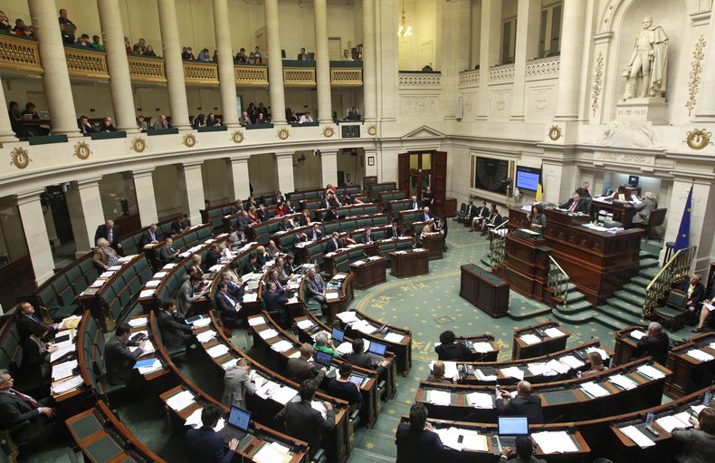 El parlamento belga aprueba extender la ley de eutanasia a menores de 18 a&ntilde;os, el jueves 13 de febrero de 2014. (AP Foto/Yves Logghe)