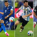 Esta combinación de fotos muestra al francés Kylian Mbappé, al argentino Lionel Messi y al noruego Erling Haaland durante sus respectivos encuentros del Mundial, el lunes 22 de junio de 2026 (AP Foto/Derik Hamilton, left, Ashley Landis, y Pamela Smith)