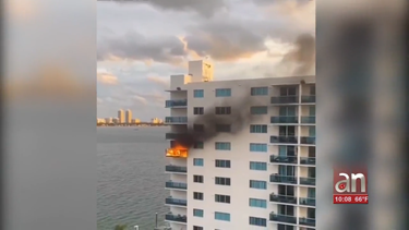 captado en camara voraz incendio en edificio de north bay village
