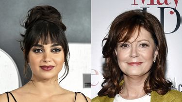 La actriz Melissa Barrera asiste al estreno mundial de Scream VI en Nueva York el 6 de marzo de 2023, izquierda, y Susan Sarandon asiste a una proyección especial de Maybe I Do en Nueva York el 17 de enero de 2023. (Fotos de Evan Agostini/Invision/AP)
