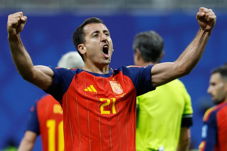 El español Mikel Oyarzabal celebra después de anotar un gol en el partido por el Grupo H del Mundial ante Arabia Saudí, el domingo 21 de junio de 2026, en Atlanta. (AP Foto/Erik S.Lesser)
