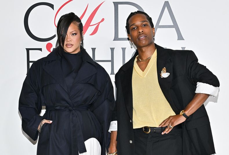 ARCHIVO - Rihanna, izquierda, y A$AP Rocky aparecen en los premios de moda CFDA en Nueva York el 3 de noviembre de 2025. (Foto Evan Agostini/Invision/AP, archivo)