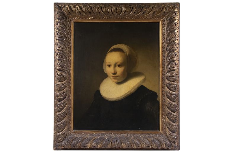 En esta foto sin fecha, proporcionada por Thomaston Place Auction Galleries, aparece la pintura del siglo XVII titulada Retrato de una joven, del artista holandés Rembrandt, vendida en una subasta por 1,4 millones de dólares el 24 de agosto de 2024 por Thomaston Place Auction Galleries en Thomaston, Maine. (Thomaston Place Auction Galleries vÍa AP)
