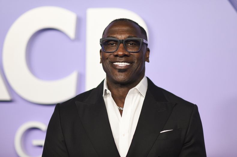 Shannon Sharpe durante la 56.ª edición de los Premios de Imagen de la NAACP, el sábado 22 de febrero de 2025, en Pasadena, California. (Foto de Richard Shotwell/Invision/AP)