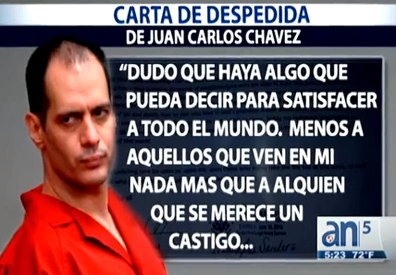 Esta es la carta de despedida de juan carlós Chávez escrita con su puno y letra horas antes de su ejecución.