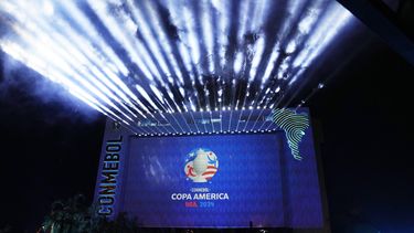 La CONMEBOL devela el lunes 17 de julio del 2023, el logotipo de la Copa America 2024 que se disputará en Estados Unidos. (AP Foto/Jorge Saenz)
