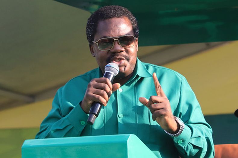 ARCHIVO - El vicepresidente de Tanzania, Emmanuel Nchimbi, pronuncia un discurso durante un acto de campaña en Dodoma, Tanzania, el sábado 27 de septiembre de 2025. (Foto AP, archivo)