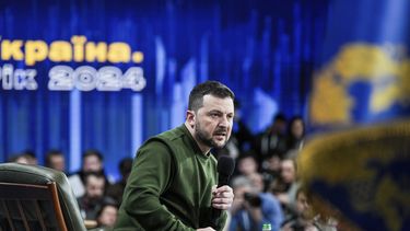 El presidente ucraniano Volodymyr Zelenskyy en Kiev, Ucrania, el 25 de febrero de 2024. (Foto AP /Evgeniy Maloletka)