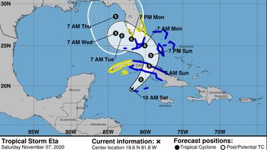 eta ya es tormenta tropical y se esta aproximando florida