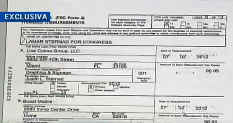 América Noticias confirmó en exclusiva quien pudo financiar la campana de Justin Lamar Sternad que también tiene en problemas al ex congresista republicano David Rivera.