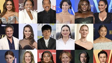 Esta combinación de fotografías muestra a los actores, fila superior de izquierda a derecha, Jessica Alba, Ericka Alexander, Obba Babatunde, Stephanie Beatriz, Danielle Brooks y Tia Carrere, segunda fila de izquierda a derecha, Jason Clarke, Kate Del Castillo, Gang Dong-won, Lily Gladstone, Sandra Huller y Greta Lee, y en la fila inferior, de izquierda a derecha, Kate Mara, Catherine OHara, DaVine Joy Randolph, Fiona Shaw, Koji Yakusho y Teo Yoo, quienes se encuentran entre los artistas invitados a unirse a la Academia de Artes Cinematográficas y Ciencias. (Foto AP)